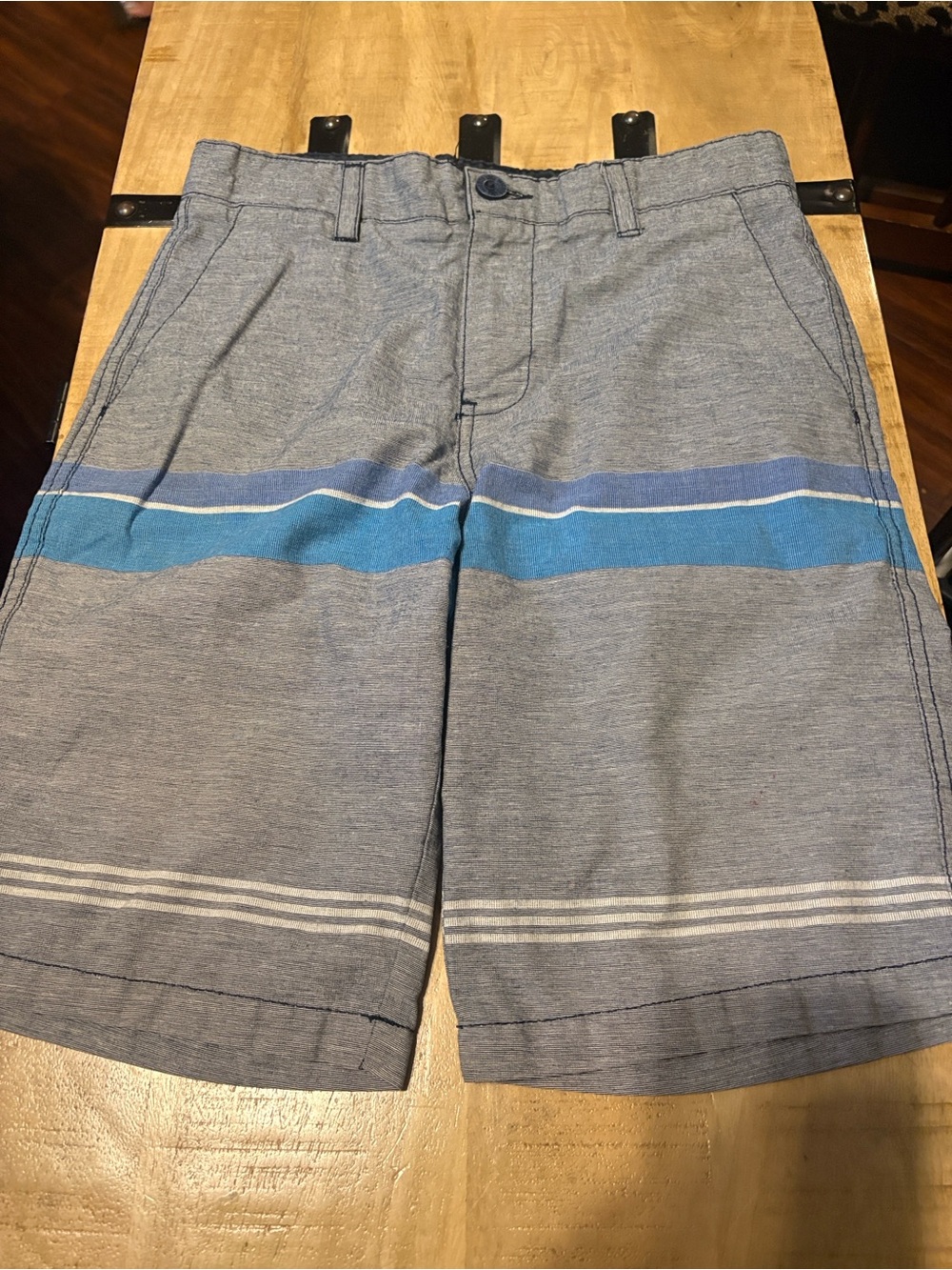 Micros Boys Grey Shorts with Blue Stripe